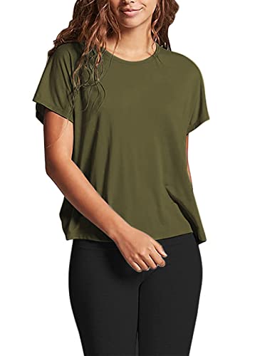 Mippo Womens Open Back Workout Tops Loose Short Sleeve Athletic Gym T Shirts2