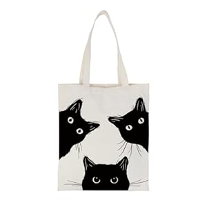 Cat Tote Bag Canvas Tote Bag Cute Cat Aesthetic Tote Bag Canvas Tote Bag for Women Cute Tote Bags for Women Christmas Birthday Book Tote Bag Reusable Grocery Bags