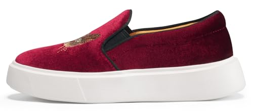 Image of Journey West Women's Fashion Velvet Sneakers with Embroidery Comfortable Slip-On Work Shoes for Women
