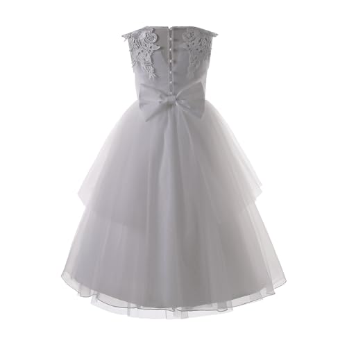 Pettigirl Girls Kids First Communion Wedding White Dresses Teens Child Graceful Long Clothing Size 4 5 6 7 8 9 10 12 142