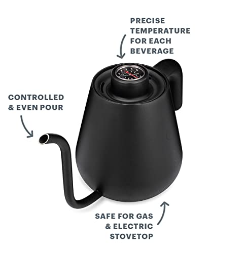 Soma Stainless Steel Gooseneck Coffee & Tea Kettle, Black, 1 Liter, Stovetop - Thumbnail 5