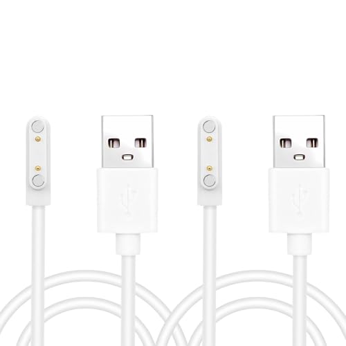 MANSVS Smart Watch Magnetic Charger Compatible with Cosmo Jrtrack 4/3/2/SE Watch Charger Portable Magnetic Replacement USB Charging Cable (White 2PCS)