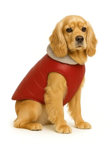 Image of The Pets Company Dog Winter Coat Jacket, Clothes, Windproof, Waterproof, Light Weight, Washable, Ultra Warm Thick Fleece Lined Dog Vest for Cold Weather Protection, (Maroon, Medium - 18 Inch)