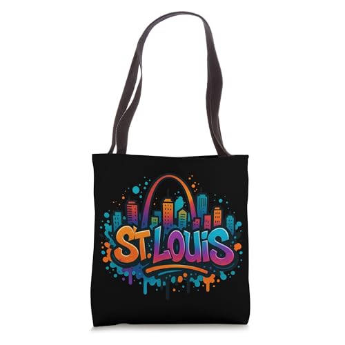 St. Louis Skyline Souvenir - Artistic Graffiti Tote Bag