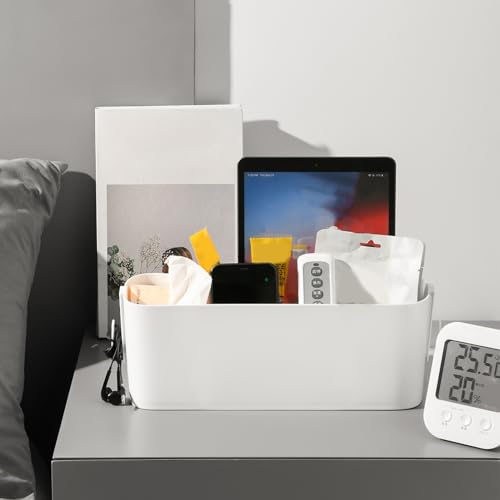 ZJchao Bett Organizer Zum Einhängen, Nachttisch Bett Bettablage Betttasche Boxen Schienenregal Organisationssystem Aufbewahrungskorb mit Haken für Studentenwohnheim Büro Wohnzimmer (WHITE)