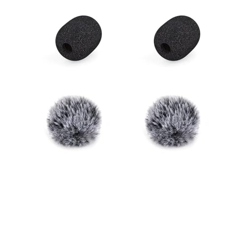 Image of Mini Wireless Furry Windscreen & Foam Cover Set for Lavalier Microphone, Wind Muff Mic Cover to Reduce Plosive and Better Highlight the Vocals(2Pcs Foam, 2Pcs Furry, 5mm+10mm)(Microphone not included)