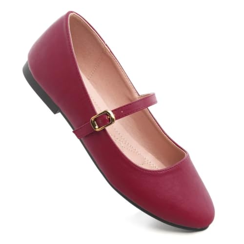 Image of TN TANGNEST Leather Flats for Women Retro Mary Jane Flats
