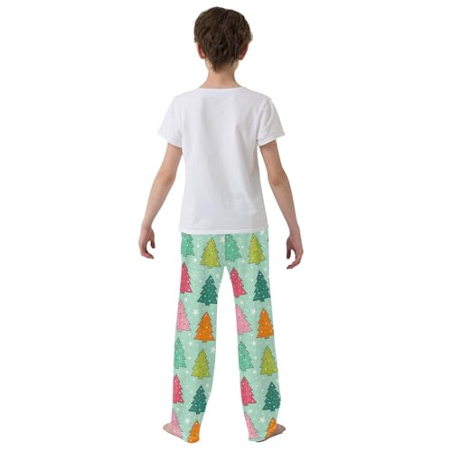 Boys' Pants Christmas Xmas Green Tree Long Bottoms Jogger Pants Elastic Waist Trousers with Pockets S-XL3