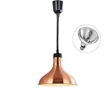 KOUDA Hanging Commercial Food Warmer Lights Telescopic Heating Lamps For Buffet Kitchen Restaurant (Bronze, Dia.29cm, Adjustable Height.60-150cm)