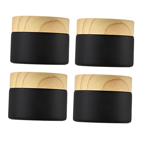 Hemobllo 4 piezas Frascos de Vidrio Pequeños para Crema Cosmética Mate Envases Portátiles Rellenables para Viaje Resistentes y Prueba de Fugas para Cremas Faciales y Bálsamos Labiales