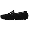 Jamron Mens Elegant Buckle Loafers Comfort Suede Driving Shoes Stylish Moccasin Slippers Black Plush SN19020-2 UK9.5 #1