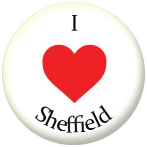 I Love Sheffield Badge, Magnet, Keyring, Mirror, Bottle Opener