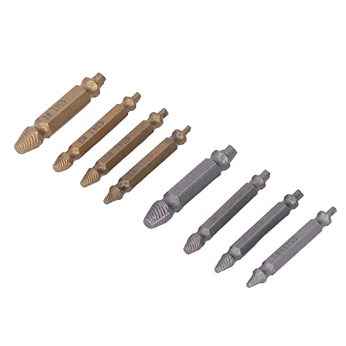 8Pcs Screw Extractor:Broken Damaged Bolt Remover,Tool for Stripped Screws(Silver Gold)