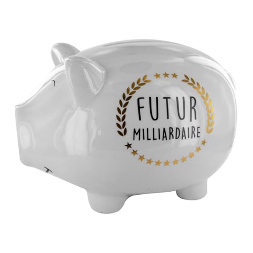 Tirelire Déco Cochon Futur Milliardaire 27cm Blanc