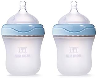Perry Mackin Anti-Colic Silicone Baby Bottle, 6 Ounces, Blue (2-Pack)