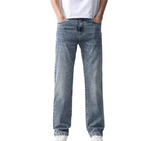 Men Baggy Vintage Denim Pants Wide Leg Straight Fit Trousers Summer Casual Streetwear with Pocket