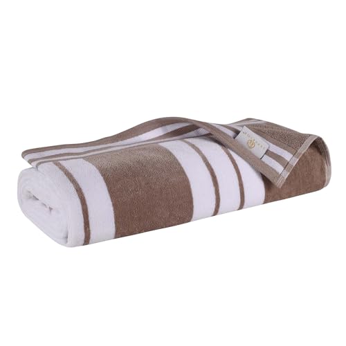 Superior Cotton Cabana Striped Beach Towels, Colorful Towels for Adult, Kid, Pool, Swimming, Sand, Travel, Large Oversized, Absorbent, Fast Drying, Bath Basics, Cabana Collection, 1 Piece, Taupe by SUPERIOR - Image 9