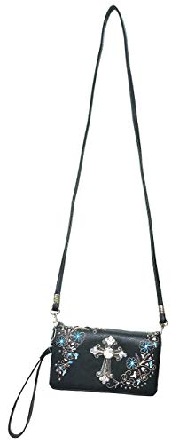 Rhinestone Cross Embroidered Floral Western Cross Wallet2