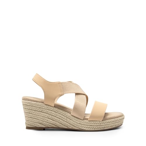 Image of DREAM PAIRS Womens Platform Espadrilles Wedge Sandals, Slip on Elastic Ankle Strap Sandals for Women Casual Dressy Summer
