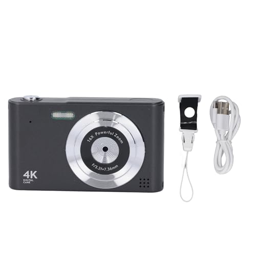 Cámara Digital 48MP, Cámara Portátil 1080P 16X Zoom, Antivibración y Fotografía con Temporizador - Detección de Movimiento, Grabación FHD, Compacta para Viajes y Uso Diario (Negro)