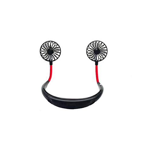 Hanging neck fan Portable Sports Small Fan Double-Headed Fan Charging Folding Fan USB Mini Fan Lazy (Black/White/Pink)
