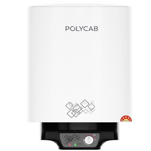 POLYCAB Celestia 5-Star 15L Water Heater (Geyser) | 5-yr tank & 2-yr product warranty | Temperature Control Knob | Enhanced Safety, Rust Proof Tank | Efficient Heating【White】