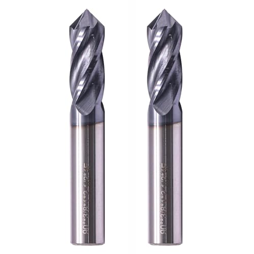 Image of BestParts 2Pcs 3 /8 inch 4-Flute 90 Degree Solid Carbide Drill Mill - AlTiN Coated, 90 Included Angle, 4 Flute, 3 /8 inch Cutting Diameter, 3 /8 inch Shank Diameter, 1 inch Length of Cut, 2-1 /2 inch Overall Length