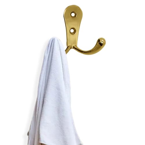Image of VOLO Two pin Clothes Hanger Hook Premium and Stylish Door Hangers for Clothes, Door Cloth Hanger, Cloth Hooks /Hanger, Hooks Rail for Hanging Keys,Clothes,Towel (Antique Brass Finish, 4)
