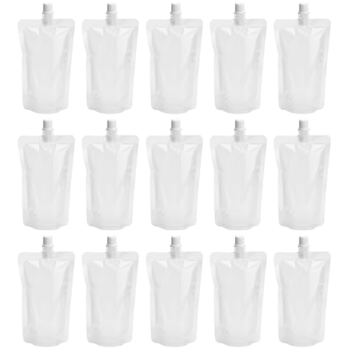 Operitacx 50pcs Plastic Flasks for Travel, Reusable Drink Pouches, Juice Water Drinking Flasks for Travel Outdoor Sports Concerts Events (250ml)