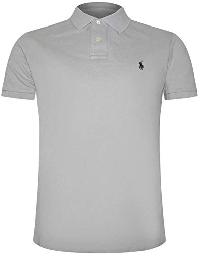 Polo Ralph Lauren Mens Custom Slim Fit Mesh Polo Shirt (Soft Grey, XX-Large)