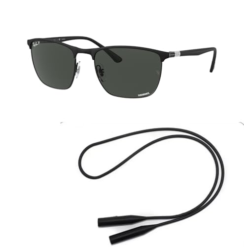 Ray-Ban RB3686 Sunglasses Bundle: RB 3686 186/K8 Matte Black On Black Polar Dar and Universal Anti-slip Silicone Leash2