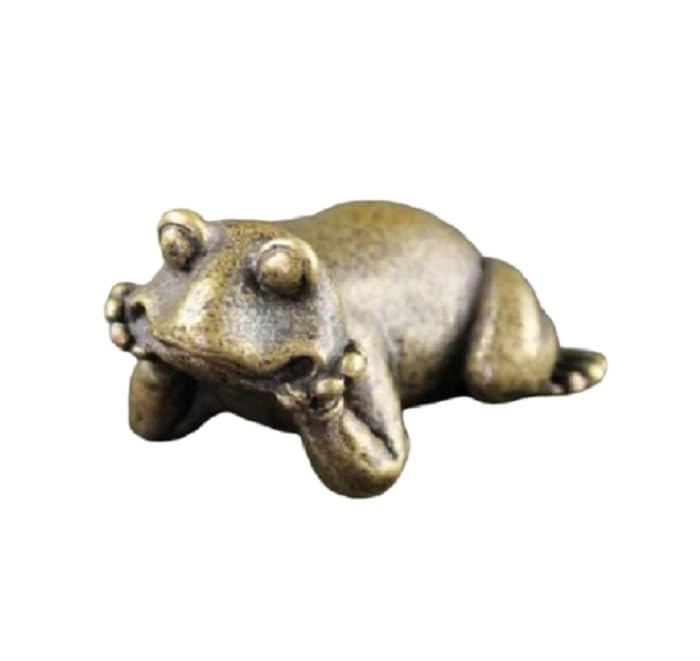 Grenouille pensant en laiton véritable pour une décoration de bureau raffinée