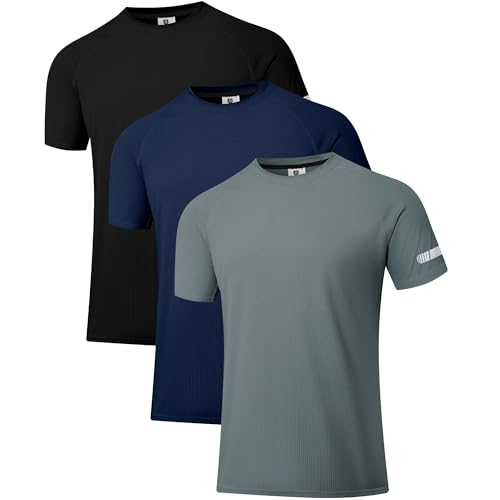 La mejor comparación de Ropa de Balonmano americano del mes. 48 3 juegos de sudaderas de entrenamiento masculino UPF 40+ sudaderas deportivas camisetas de absorción de humedad de fitness seco camisas deportivas de manga corta Negro/Azul...