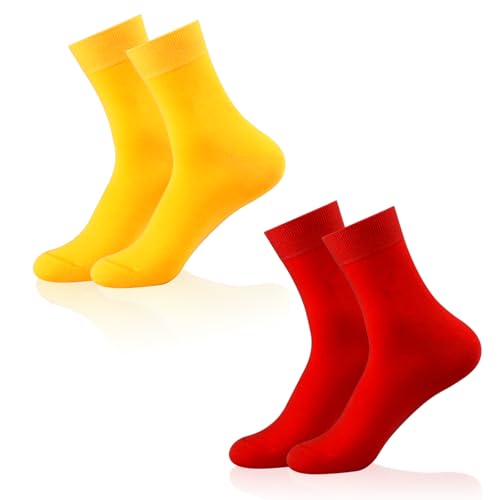 UILYNIU 2 Pares Calcetines de Color Liso para Hombres, Calcetines Algodón Transpirable Calcetines Deportivos para Trajes Formales de Hombre Halloween Fiestas Temáticas Carnaval Regalos Navidad