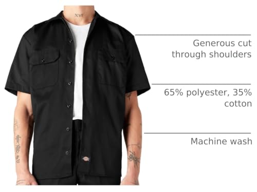 Image of Dickies Men's Short Sleeve Work Shirt - Durable Twill Button Down Shirts for Men, Lightweight Uniform for Daily Wear