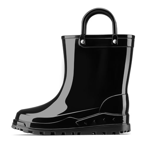 HISEA Toddler Kids Rain Boots for Boys Girls, Waterproof Rubber Boots with Easy-On Handles, Seamless Soft PVC Rainboots Lightweight Mud Shoes for Water Beach Outdoor Playing (Toddler/Little Kid/Big Kid)