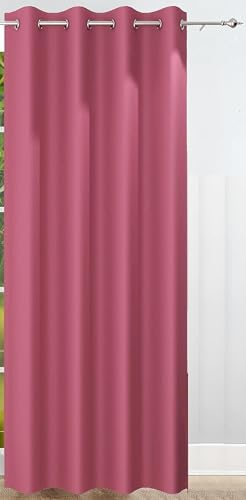 Image of 100% True Blackout Window Curtains 5 Feet, Set of 1 Panels | 300 GSM Heavy Room Darkening Polyester Cloth for Bedroom & Living Room | Thermal Insulated Heat & Noise Reducing (60x47 Inch, Pink) | 100% Room Darkening Thermal Insulated Heat & Noise Reducing Curtains 5 feet long