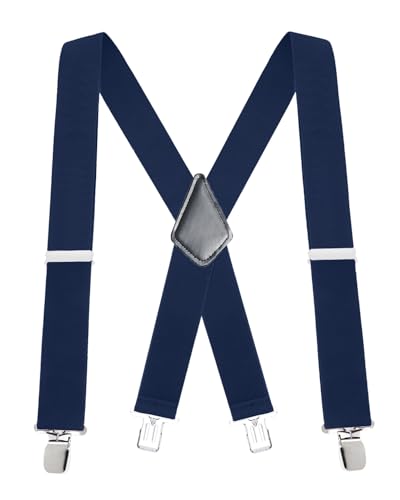 Buyless Fashion Herren X Hosenträger - 122cm elastische verstellbare Riemen 3 cm - 5116-Navy