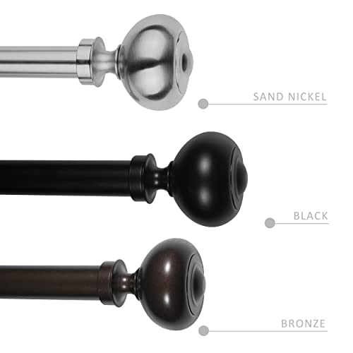 Eteckram 1" Double Curtain Rod With Urm Finials - 84''To 120'', Black #TOP3