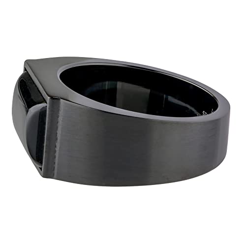 Metro Jewelry Black Agate Modern Ring for Men in Stainless Steel with Black Ion Plating - 13 MM Wide - Size 8 to 123