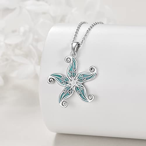 CRMAD Ocean Beach Necklace for Women Sterling Silver Starfish Wave Ocean Jewelry Gifts4