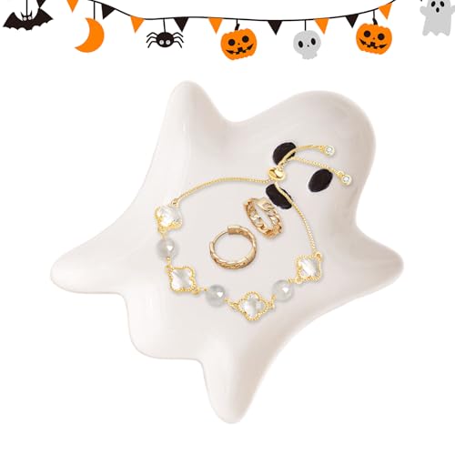 Plato de Dulces de Halloween - Plato Adorable de Cerámica para Anillos de Halloween - Decoración Hogar Para Cumpleaños Frutos Secos Otoño Snack Dormitorio