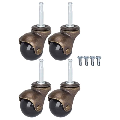 Roulettes de bureau rotation 360 degrés lot de 4 roues en acier à fixation facile