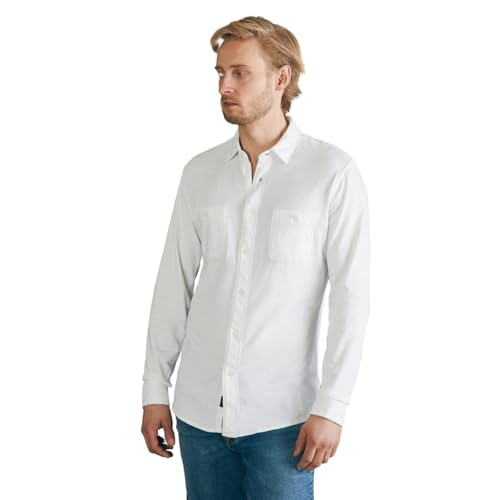 Faherty Men's Sunwashed Knit Shirt (Double Pocket)- White Medium (M)