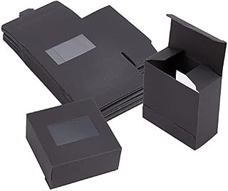 NBEADS 30 Pcs 8x8x4cm Bakery Box with Window, Square Cardboard Gift Boxes, Display Window Box for Dessert, Cake, Candy, Muffin, Donut, Macaron and Jewelry Packaging ( Black )