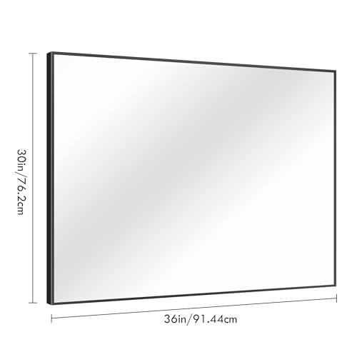 Image of DESBING Black Bathroom Mirror 2 Pack, 30x36 Inch Rectangle Wall Mirrors with Frame, Shatter-Resistant, Modern for Bathroom, Living Room, Entryway - Horizontal or Vertical