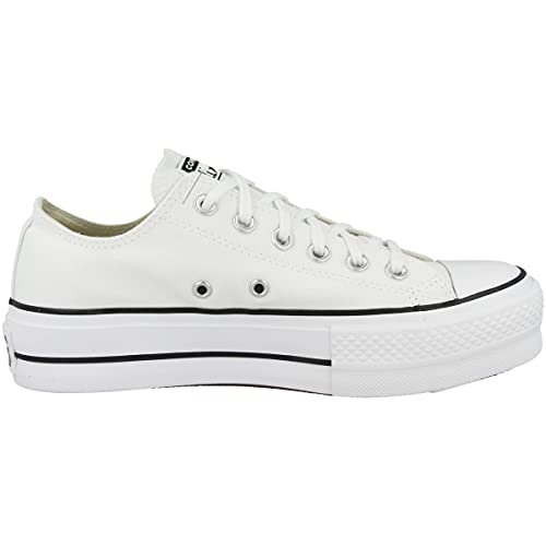 Converse Femme Chuck Taylor All Star Platform Canvas Low Top Shoes, White, 42 EU