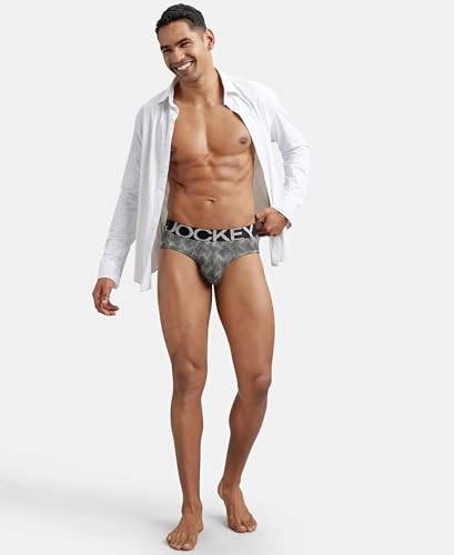 Image of Jockey IC29 Men's Tactel Microfiber Elastane Stretch Printed Brief with Moisture Move Properties String Base Prints XXL