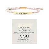 Pulsera Inspiradora Tiene el Control con de Inoxidable y Diseño Trenzado Ajustable para recuerdos Significativo (C, 26cm)