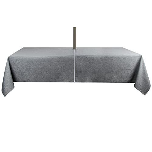 Youngseahome Outdoor Tablecloth Wrinkle-Free Stain Resistant Waterproof Polyester Fabric Table Cover With Zipper Umbrella Hole For Picnic/Party/Dinner/Patio Garden(60×84Inch,Zippered,Grey) #TOP2